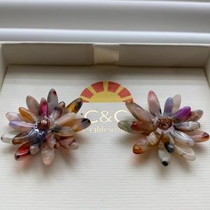 Multi color flower earrings